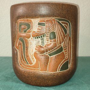 Folk Art Design Pot Vase Ceramic Vintage Large ethnic clay artisan academia